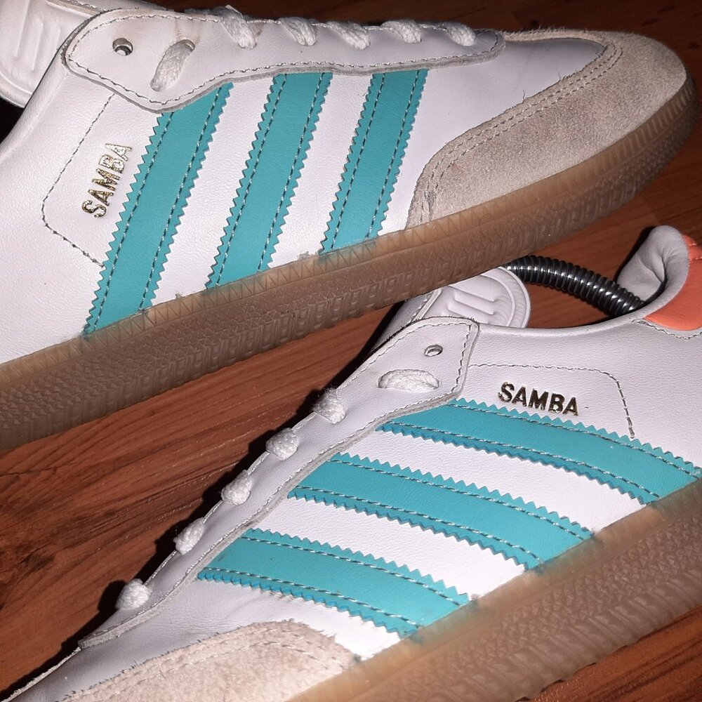 Adidas Samba Miami White Teal Orange Shoes IH8160 Men's Sz 7.5 Women's Sz 8.5 - Picture 12 of 16